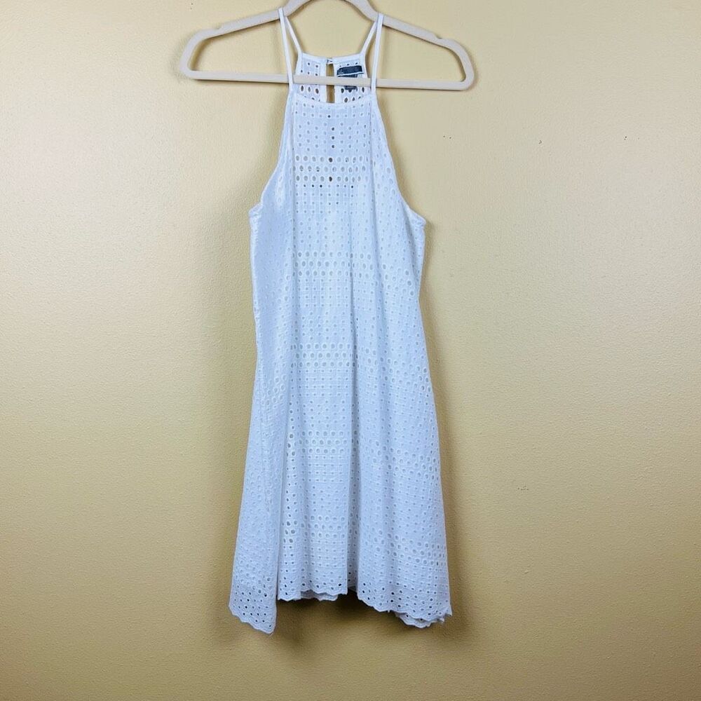 Chelsea 28 Dress White Eyelet Halter Neck Sleeveless Mini 100% Cotton - Picture 3 of 7
